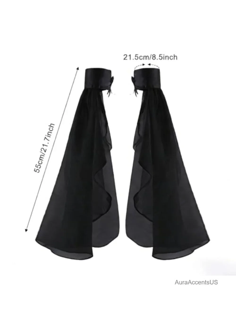 2 Pair Detachable Bell Sleeves with Tie Strings, Elegant Chiffon Victorian
